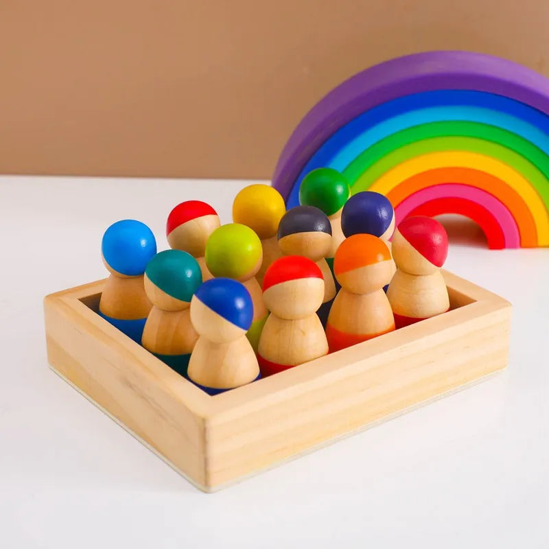 Wooden block peg dolls Toys Baby Club